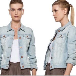 J Brand Women's XSmall Denim Atomic Light Wash Fitted Stretch Jacket. Classic
